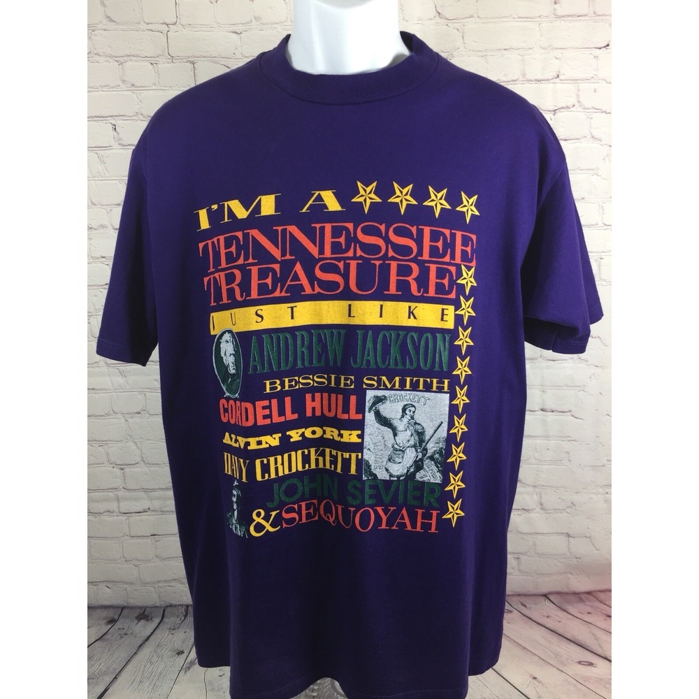 Vintage 90s Shirt Adult Large Purple Graphic Tee Tennessee Treasure USA Made